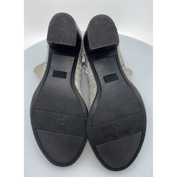 Toms Tweed Fabric Open Toe Booties Size 11 Gold Accent Thread Dark Brown Chunk H - Picture 12 of 16